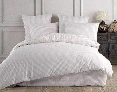 Постільна білизна з простирадлом на резинці 160x200 Charlotte Stripe Satin євро-розмір Stone Stripe Satin 96033215 фото