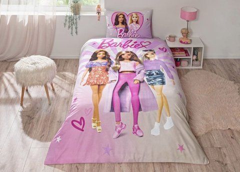 Постільна білизна TAC Disney Barbie Shine полуторна з простирадлом на резинці Barbie Shine 170160323 фото
