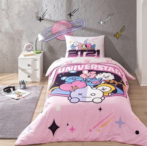 Постільна білизна TAC Disney BT21 Universtar полуторна з простирадлом на резинці Universtar 170160324 фото